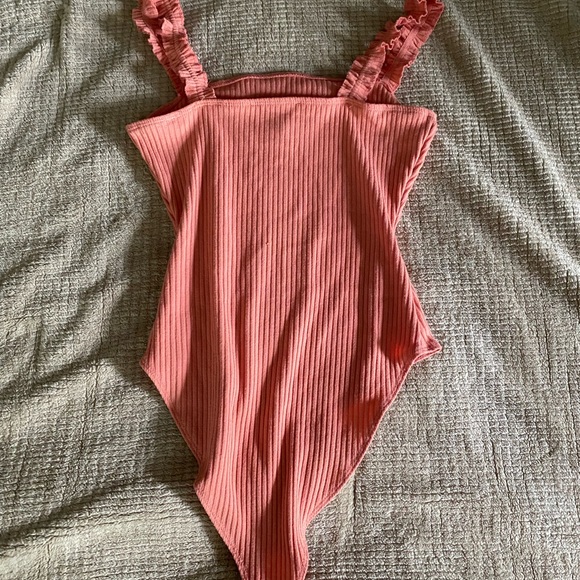 Ruffle pink/coral bodysuit - Picture 2 of 3